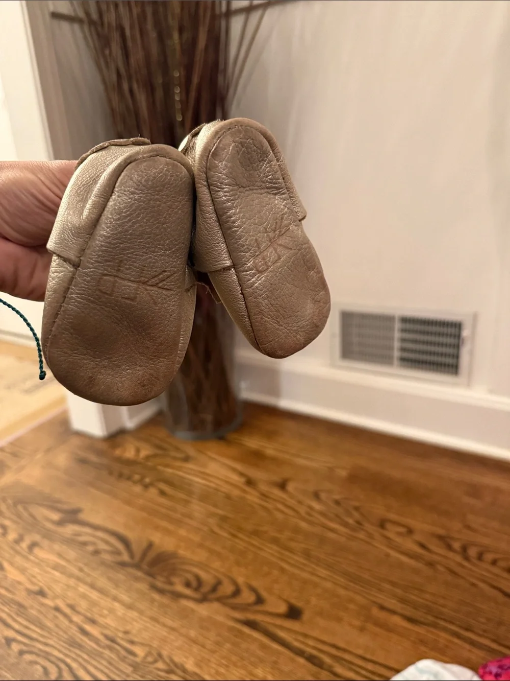 Freshly Picked Metallic Gold Bow Moccasins for Kids